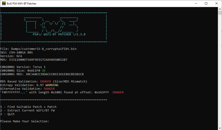 BwE PS4 NOR WiFiBT Patcher & Extractor